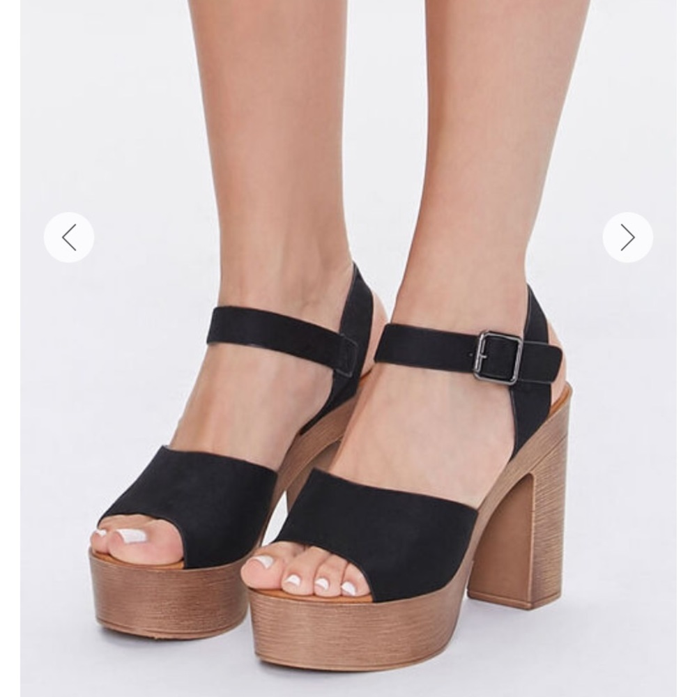 Peep Toe Platform Black Heels